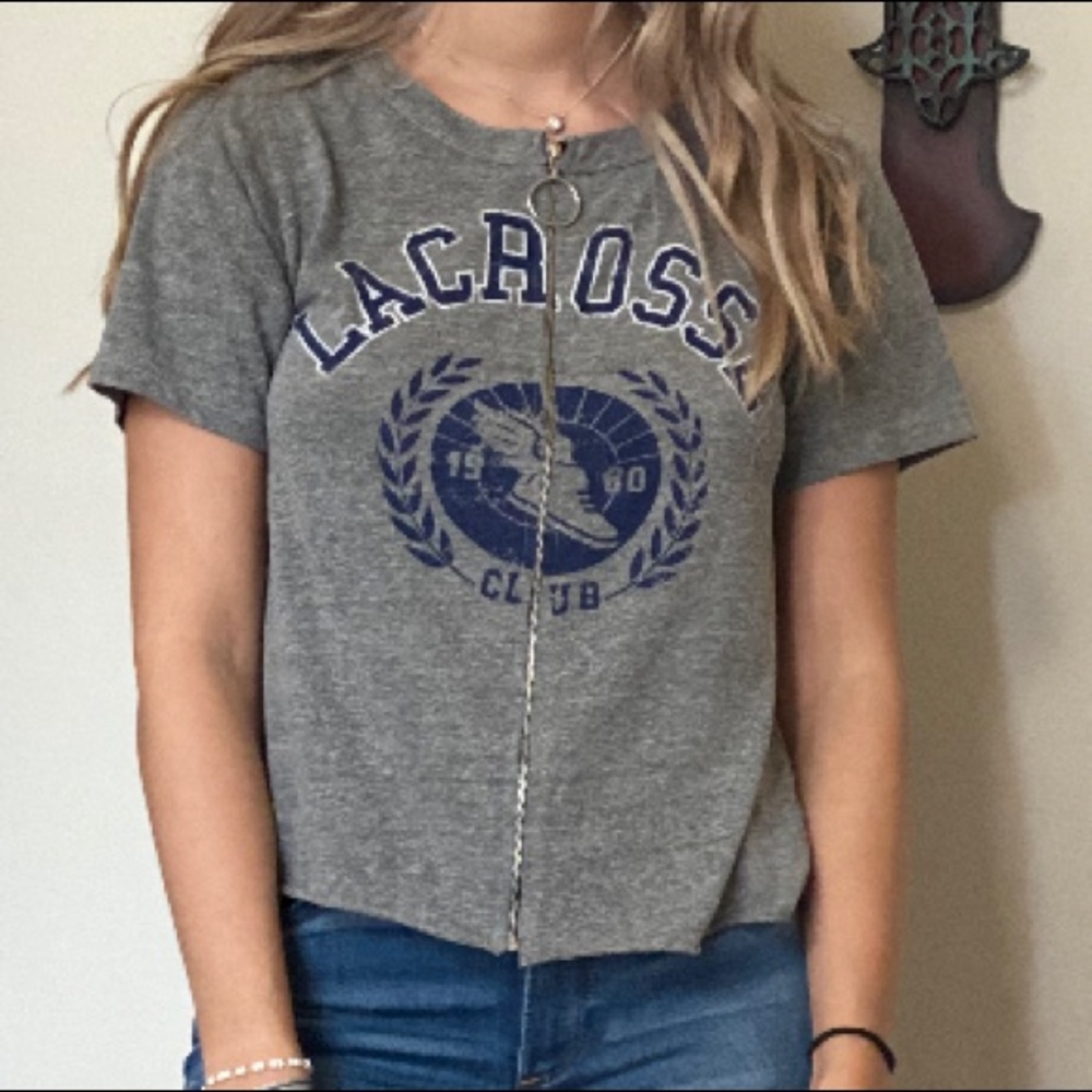 Lacrosse super cool grey zipper t shirt